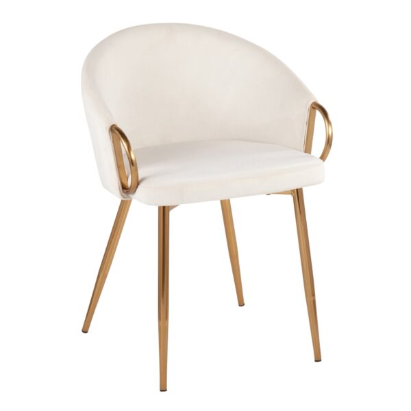 Claire - Contemporary Glam Chair (Set of 2) - Gold / Cream