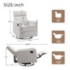 Modern Upholstered Rocker Nursery Chair Plush Seating Glider Swivel Recliner Chair - Beige - Image 3