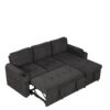 Convertible L Shaped Sofa Couch With Storage, Cup Holders, USB Ports - Black - Image 22