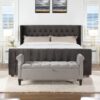 David - King Tufted Wingback Bed - Dark Charcoal Gray - Image 15