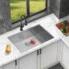 Undermount Kitchen Sink 26" 16 Gauge With Drain Assembly - Brushed Nickel - Image 2