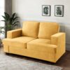 Modern Loveseat, Comfortable 2 Seater Couch With Deep Seating, Loose Back Cushions, Wide Arms - Mustard Yellow - Image 6