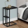 Accent Table, C - Shaped, Marble Look Contemporary & Modern - Black - Image 9