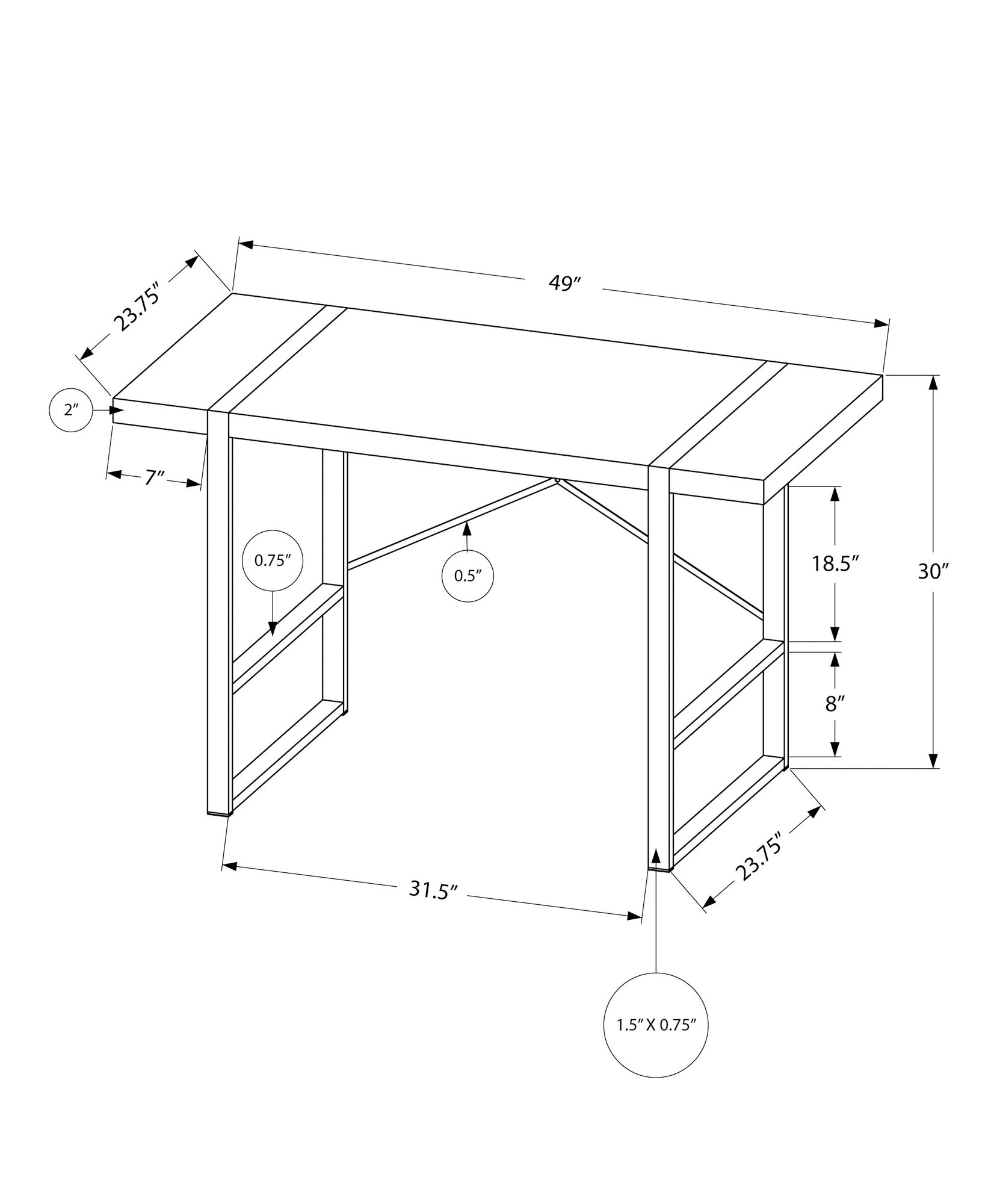Computer Desk For Home Office, Laptop, Contemporary & Versatile Placement - White - Image 3
