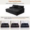 Oversized Double Chaise Lounge Sofa Bed With USB Ports And Cup Holders - Black - Image 8