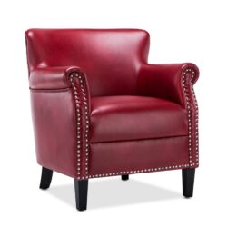 Hadley - Red Club Chair Comfort With Nailhead Trim - Red