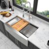 Farmhouse Style 30" Kitchen Workstation Sink Stainless Steel Apron Front - Brushed Nickel - Image 4