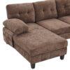 Modern U Shaped Sectional Sofa With Dual Chaise Lounges Storage Pockets And Armrest Pillows - Brown - Image 16