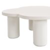 Modern Coffee Table (Set of 2), Irregular Shape Coffee Table With Four Roman Column Legs And End Table With Glass Top For Living Room - White - Image 15