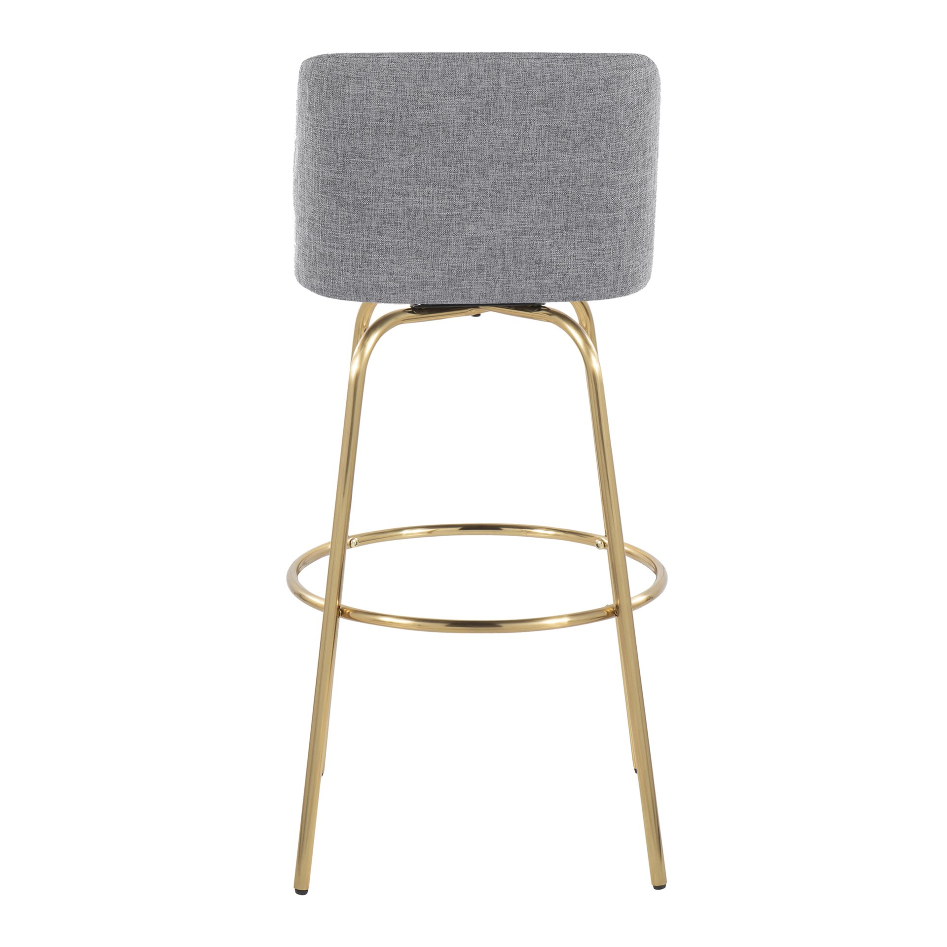 Toriano - Contemporary Fixed Height Barstool With Swivel And Round Footrest (Set of 2) - Gray / Gold - Image 5