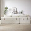 Modern Chenille Upholstered Sectional Sofa Couch Set, Modular L Shaped Sectional Living Room Sofa Set With 6 Pillows, Free Combination - Beige - Image 16