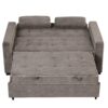 Upholstered Sleeper Bed Sofa With Dual USB Charging, Adjustable Backrest - Brown Gray - Image 13