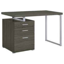 Reversible 3 Drawer Office Computer Desk With Metal Frame - Gray