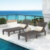 2 Piece Outdoor Chaise Lounges With Adjustable Backrest, Polypropylene - Dark Brown - Image 3
