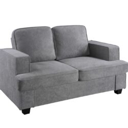 Modern Loveseat, Comfortable 2 Seater Couch With Deep Seating And High Density Foam, Loose Back Cushions, Wide Arms - Gray