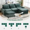 L Shaped Sectional Sofa With Movable Ottoman - Green - Image 8