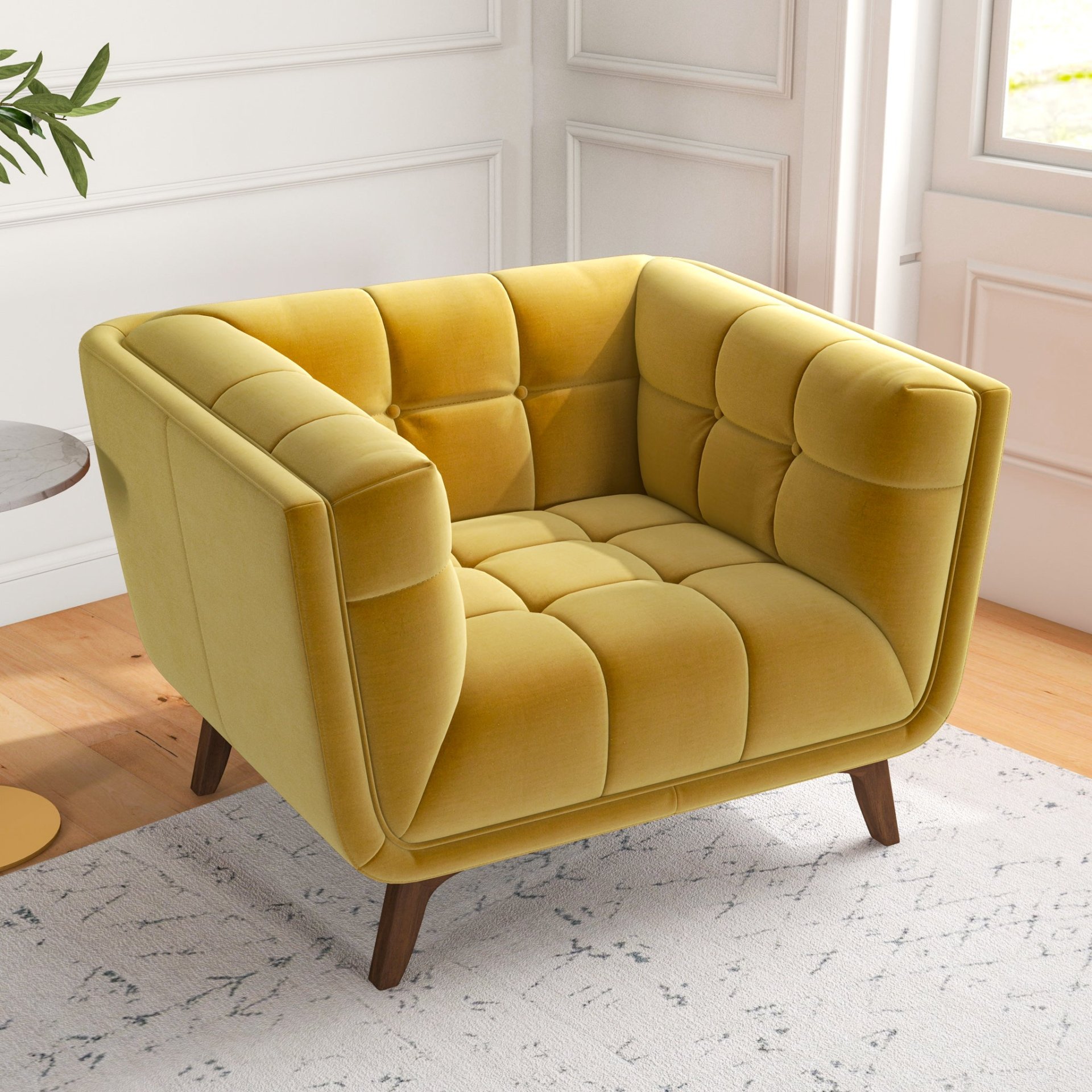 Addison - Mid-Century Modern Lounge Chair - Yellow - Image 2