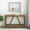 Farmhouse A Frame Entry Table With Lower Shelf - Rustic Oak - Image 5