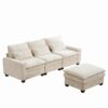 L Shaped Sectional Sofa With Movable Ottoman - Beige - Image 4