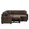 L-Shape Sofa Bed Pull-Out Sleeper Sofa With Wheels, USB Ports, Power Sockets For Living Room - Brown - Image 20