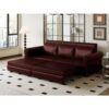 Pull Out Sofa Bed, 3 In 1 Convertible Sleeper Sofa With Nailhead Trim & Rolled Arm, Multi Functional Sofa Bed For Living Room, Bedroom, Apartment, Office - Burgundy - Image 4