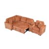 L Shaped Convertible Sofa Bed With Pull Out Bed, Cup Holders, And Storage - Orange - Image 19