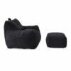 Giant Plush Bean Bag Chair For Adults With Armrests And Footstool - Black - Image 10