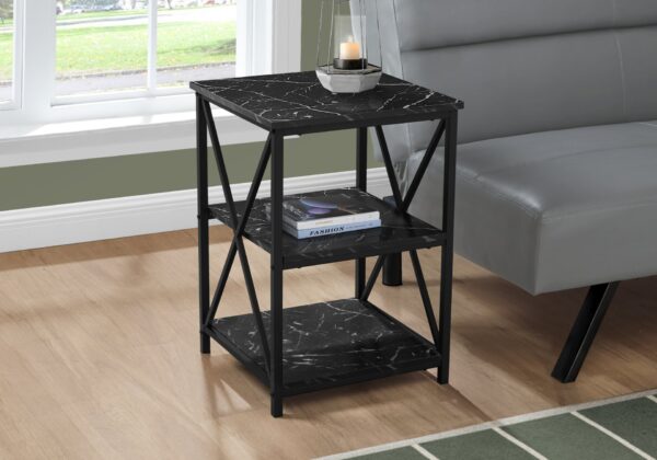 Accent Table, Side Marble Look Contemporary & Modern - Black