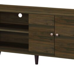 Amidon - TV Stand For TV's Up To 47.3", With 2 Storage Shelves & 1 Cabinet, Modern Entertainment Centre For TV In Living Room - Walnut