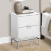 Accent Side Table, 2 Storage Drawer, Glossy Contemporary And Modern - White - Image 3
