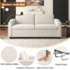 Corduroy Sleeper Sofa Loveseat Sofa With Full Size Mattress, 2 USB Ports, 2 Cup Holders, 2 Side Pockets And A Phone Holder For Living Room - Beige - Image 7