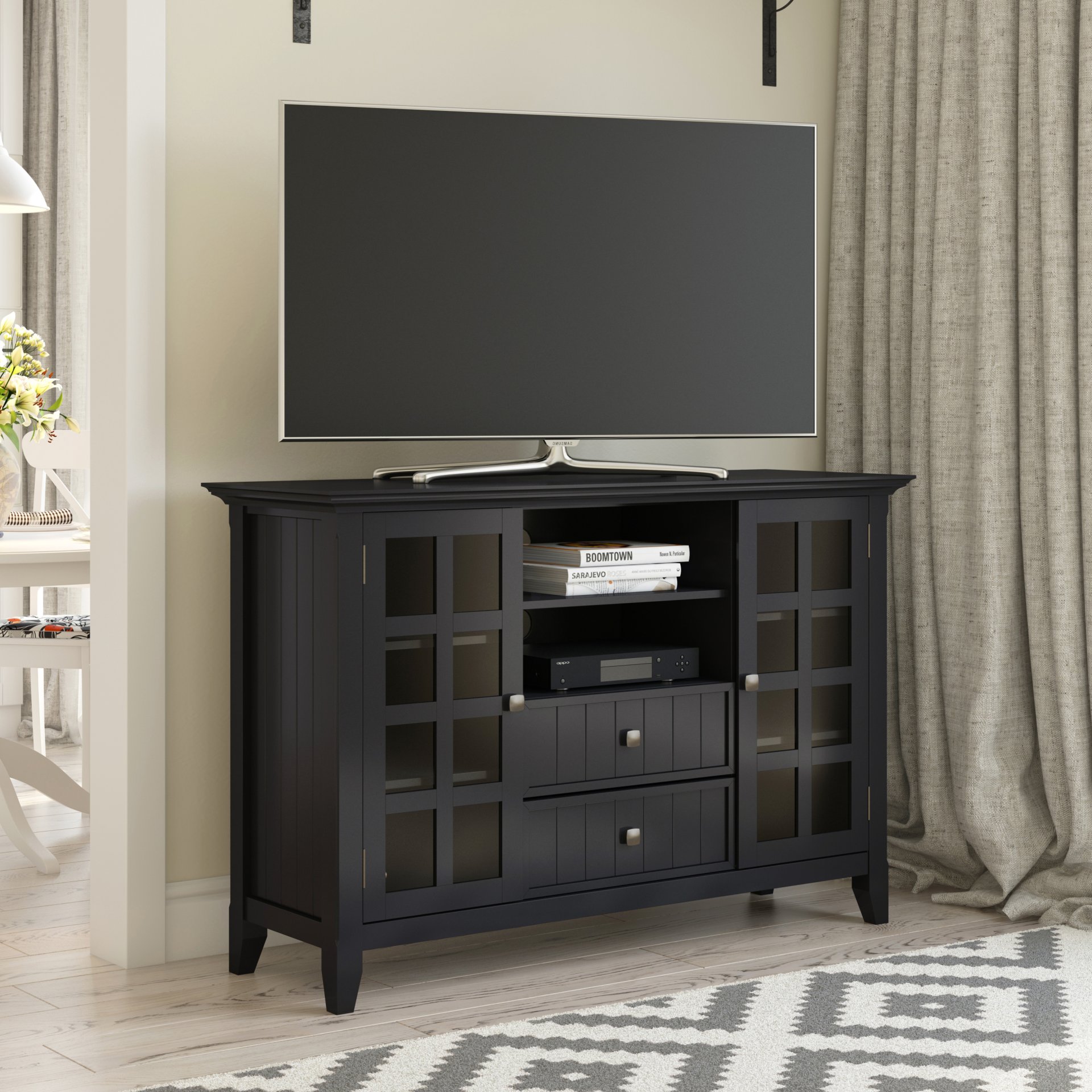 Acadian - Tall TV Media Stand - Black - Image 8