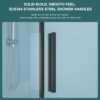 Diamond Shaped Corner Shower Door, Inward Sliding, Stainless Steel Frame - Matte Black - Image 9