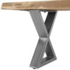 Farmhouse Design Acacia Wood Dining Bench With X Shaped Metal Legs - Brown / Chrome - Image 5
