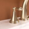 2 Handle Widespread Bathroom Faucet With Pop Up Drain And Water Supply Lines - Gold - Image 6