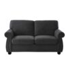 Soft Loveseat, Upholstered 2 Seater Couch With High Density Foam, Loose Back Cushions And Turned Legs - Black - Image 4