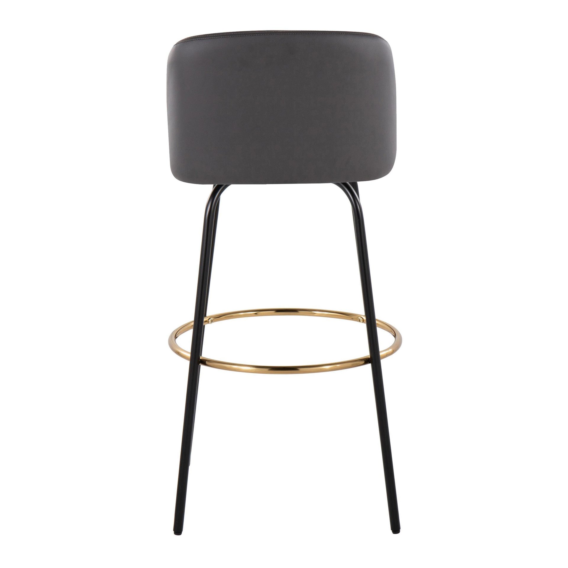 Toriano - Contemporary Fixed Height Barstool With Round Footrest (Set of 2) - Gray / Black - Image 5