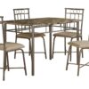 Dining Table Set Small Rectangular Marble Look 5 Pieces Set - Espresso - Image 7