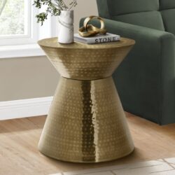 Drum Accent Side Table, Contemporary, Elegant Design - Gold