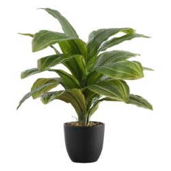 17" Tall, Artificial Plant, Dracaena, Indoor, Faux, Fake, Table, Greenery, Potted, Real Touch, Decorative - Green / Black