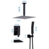 Contemporary Shower System With 12" Rainfall Head And Handheld Spray, Wall Mounted - Matte Black - Image 3