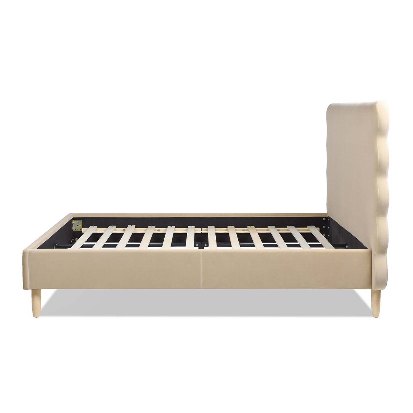 Stockholm - Queen Modern Wavy Headboard Platform Bed - Fawn Brown - Image 3