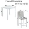 5 Piece Counter Height Table Set, Wooden Kitchen Table Set With Square Table And 4 Upholstered Chairs, Counter Height Dining Table With Crystal Decoration And Chair Set For Kitchen, Dining Room - White - Image 3