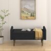 Teddy Velvet Storage Stool With Storage Space For Apartments Living Rooms Bedrooms Rubber Wood Sponge Linen - Black - Image 6
