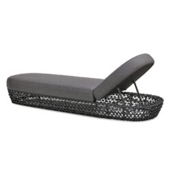 Willow - Sunbrella Upholstered Patio Lounger - Graphite Gray / Black