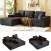 Modular Sectional Sofa With Chaise, L Shaped Cloud Couch With Deep Seat, Sectional Couches For Living Room - Black - Image 4