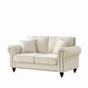 2 Seater Sofa With Rolled Arms, Tufted Upholstery, Nailhead Trim - Beige - Image 5