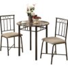 Dining Table Set Small Round 3 Pieces Set - Espresso - Image 7