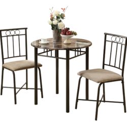 Dining Table Set Small Round 3 Pieces Set - Espresso