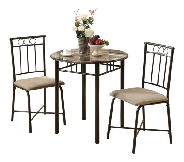 Dining Table Set Small Round 3 Pieces Set - Espresso